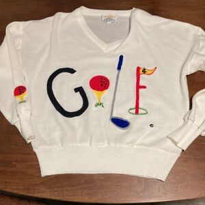 vintage Cyn Les Golf embroidered sweater Shirlee designs L